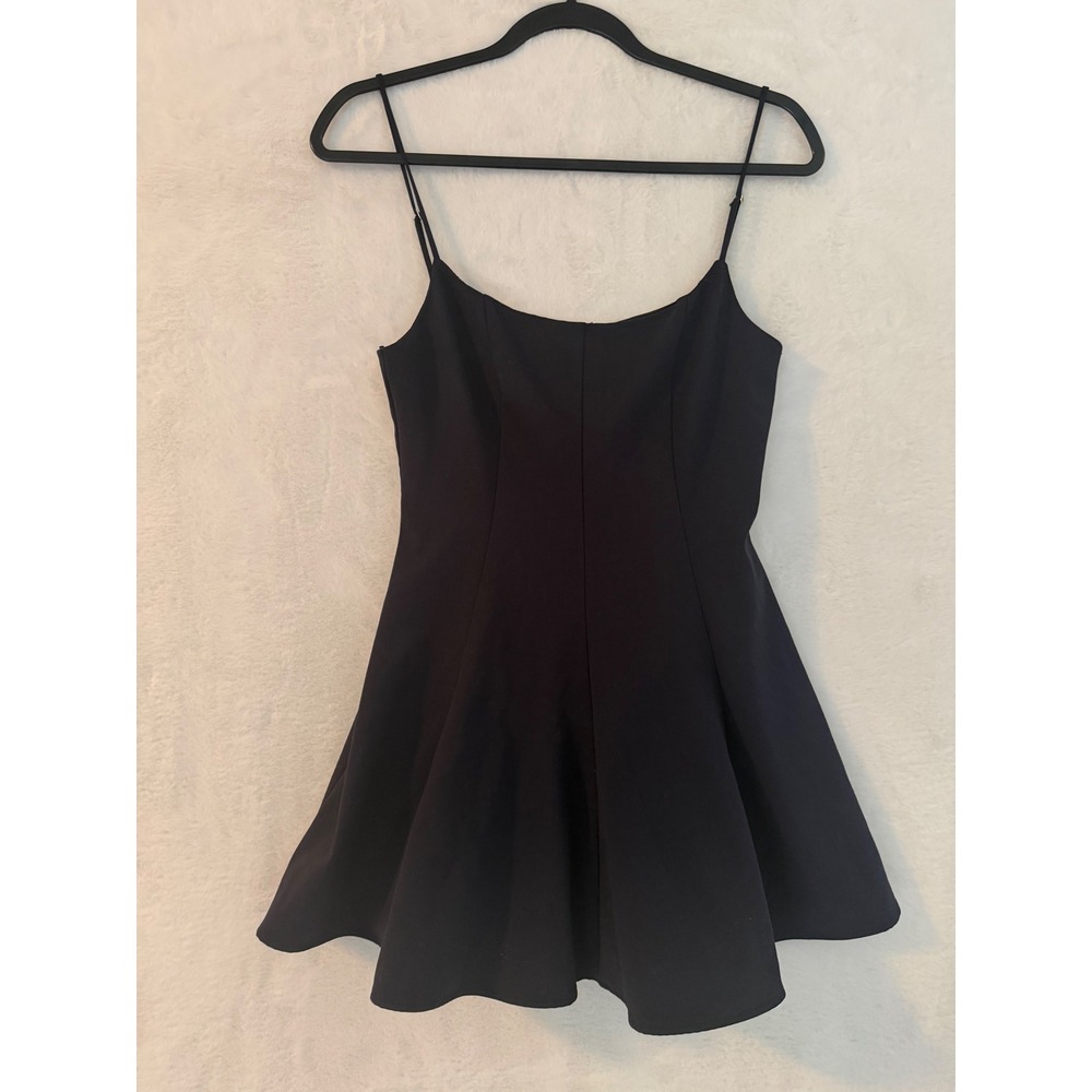 Zara Black Fit‎ and Flare Mini Dress with White Ruffle Hem Size M 8021/555/422